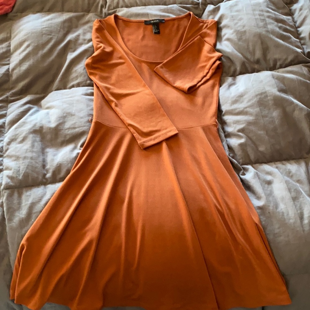 Forever 21 burnt orange skater dress long sleeve
